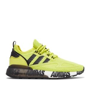 New Boy’s Adidas ZX 2K Boost J 'Bold Logo Graphic - Acid Yellow'.